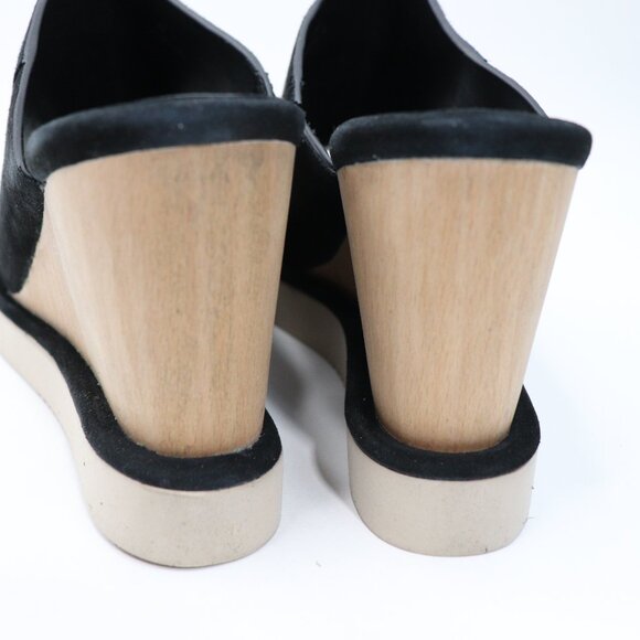 Free People Collection Leather/ Suede Running in Wedges Black Women's Size 10 - Picture 9 of 16
